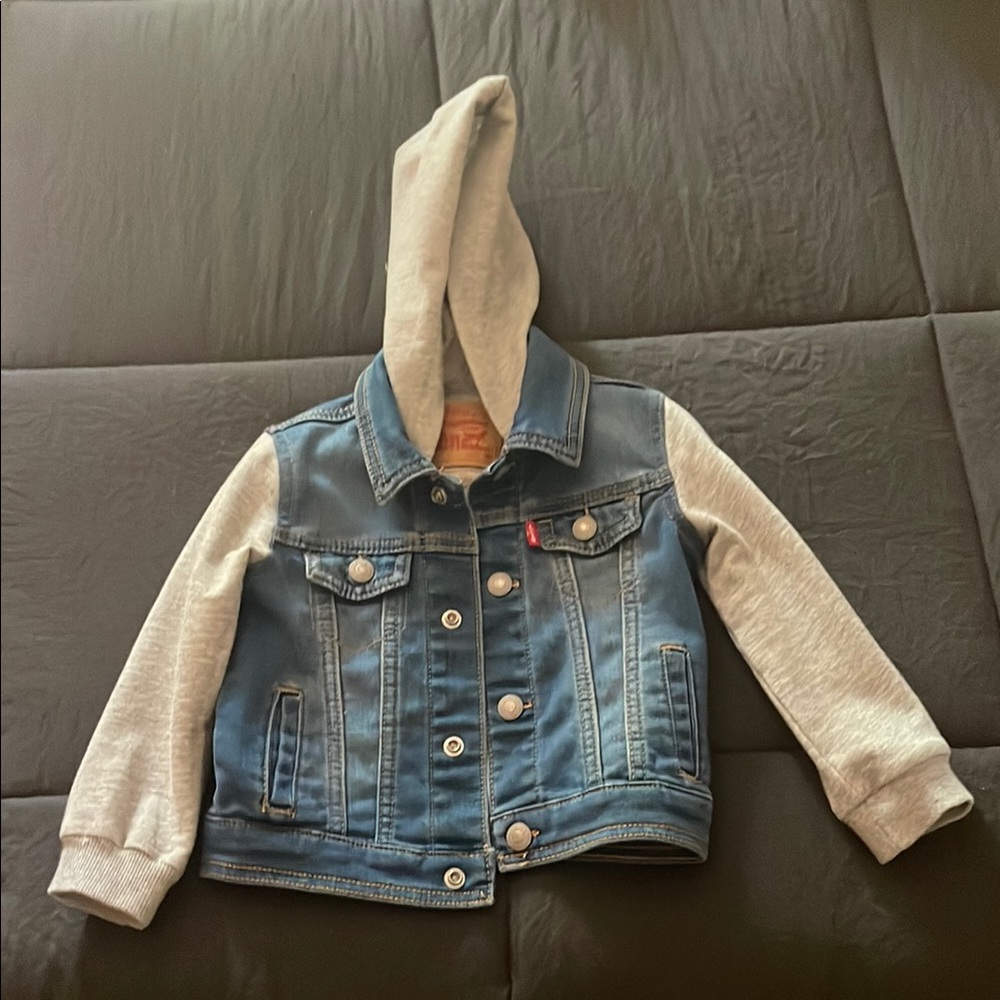 New condition baby Levi Denim and Gray Hooded Jacket